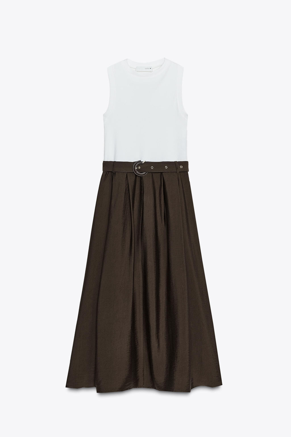 BELTED CONTRAST MIDI DRESS - Zara фото 5