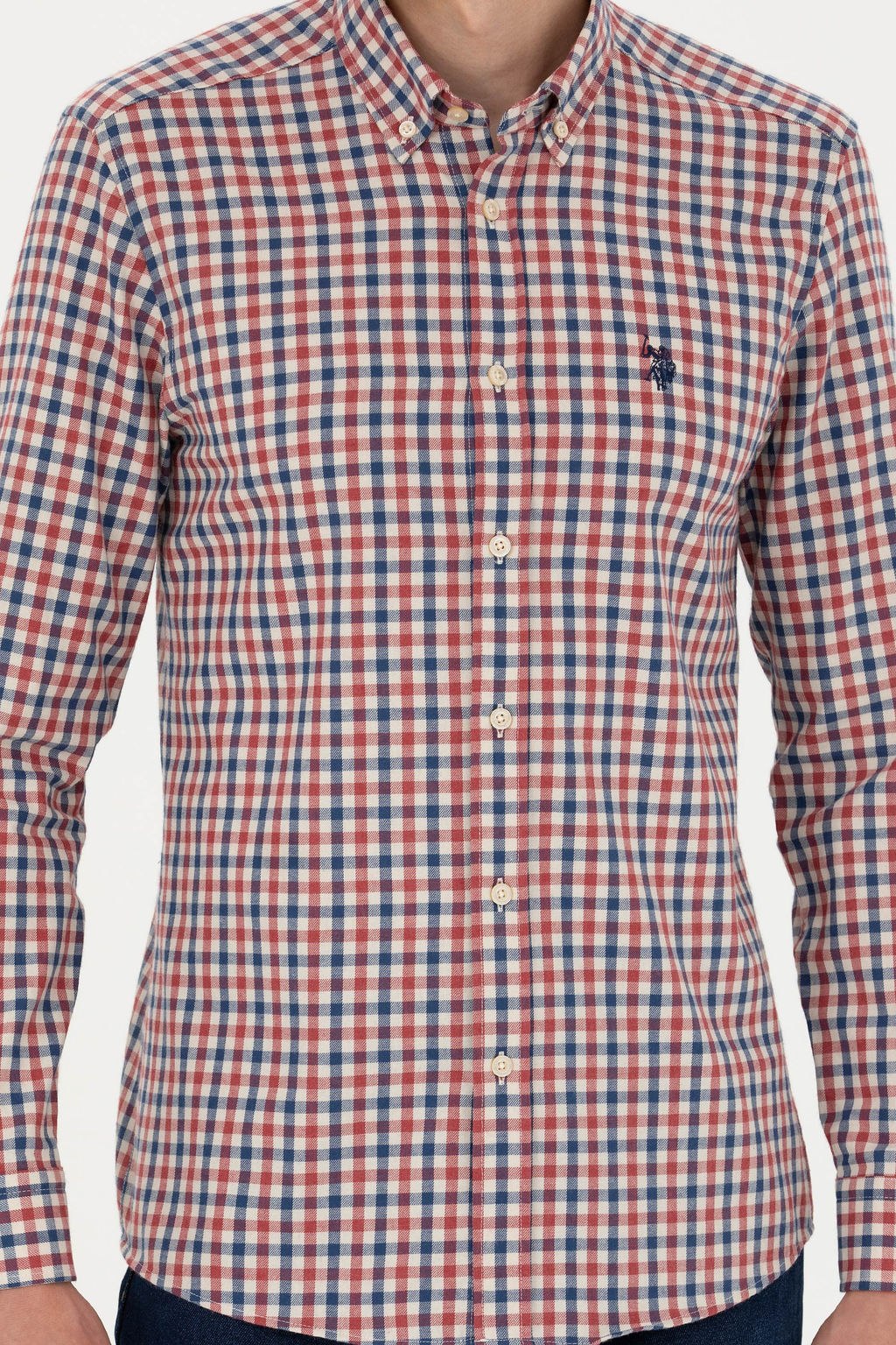 Мужская бордовая рубашка с длинным рукавом - U.s. polo assn фото 18