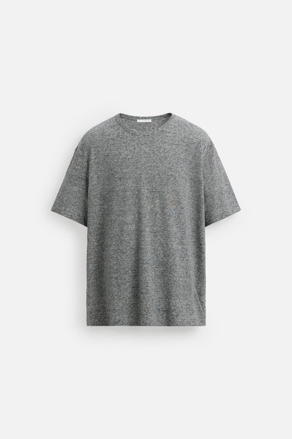 STRIPED COTTON - LINEN T-SHIRT - Zara фото 7