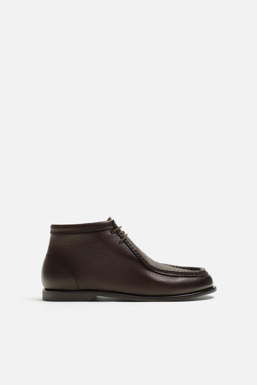LEATHER MOC TOE BOOTS - Zara фото 4