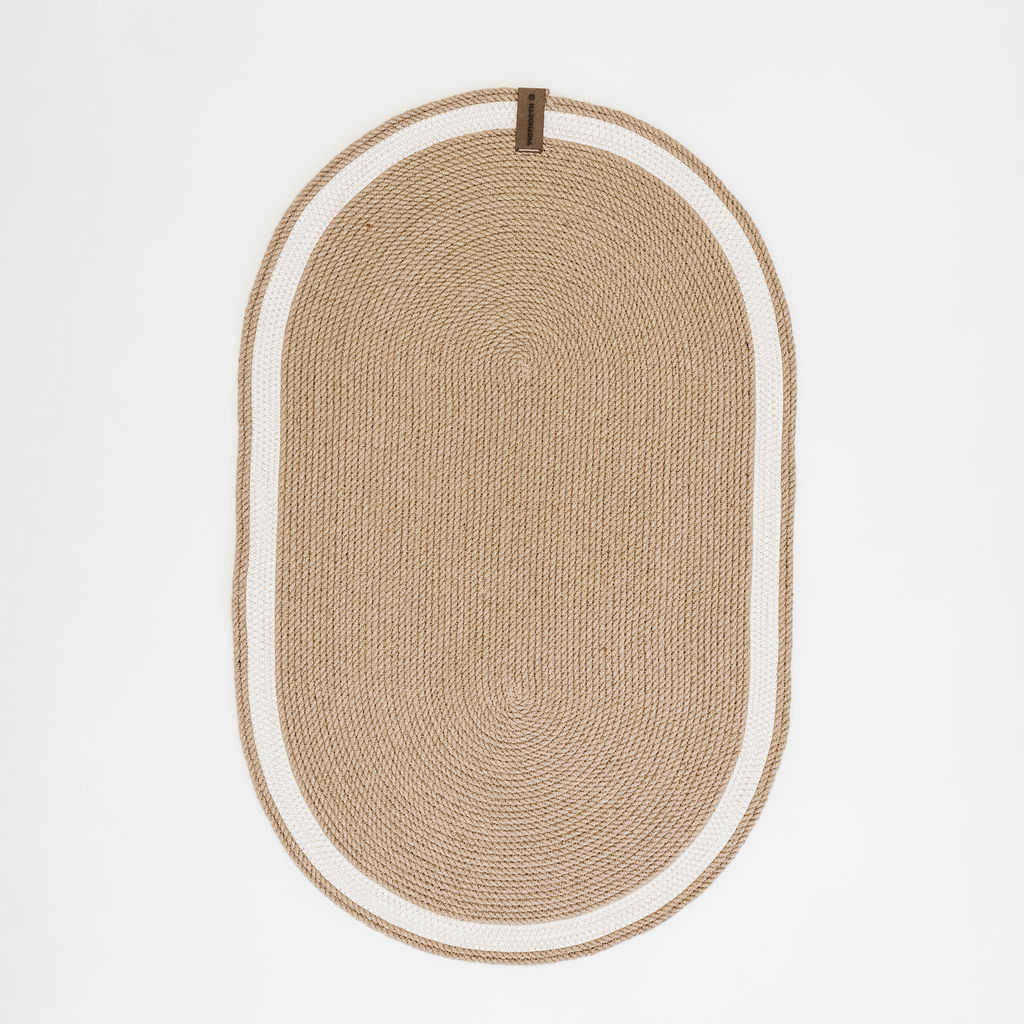 Коврик из джута овальный 50х80 см с белым кантом - Уютности фото 3
