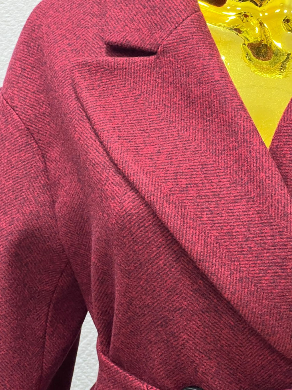 Пальто женское демисезонное 26102 (бордовый/ёлочка) - Kankan фото 2