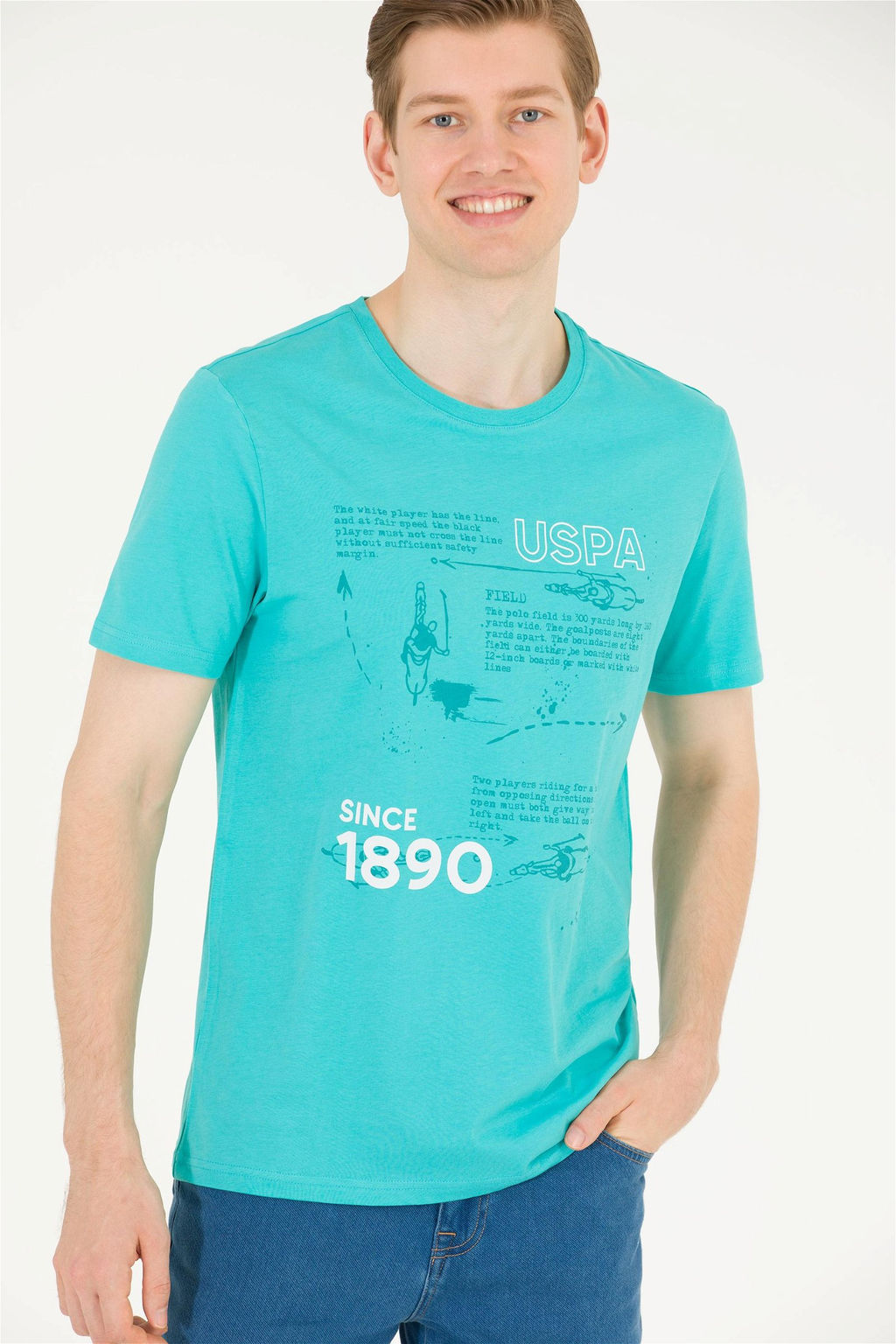 Мужская мятная футболка с круглым вырезом - U.s. polo assn фото 9