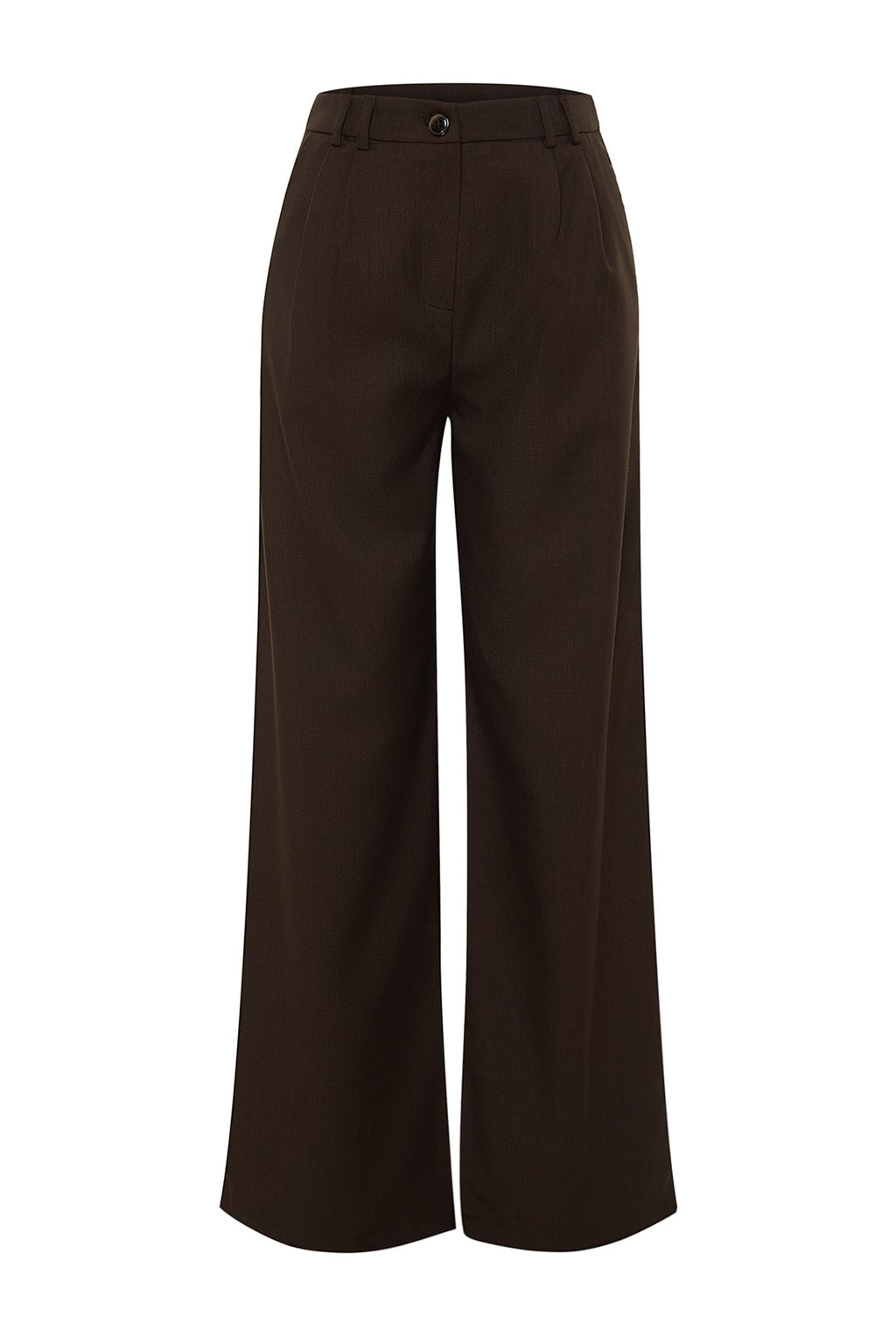 Kahverengi Wide Leg/Genis Paca Pilili Dokuma Kumas Pantolon TWOAW22PL0475 Palazzo