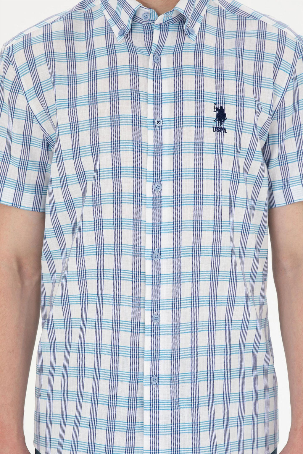 Рубашка U.S. Polo Assn Saks с коротким рукавом из хлопка  фото 6