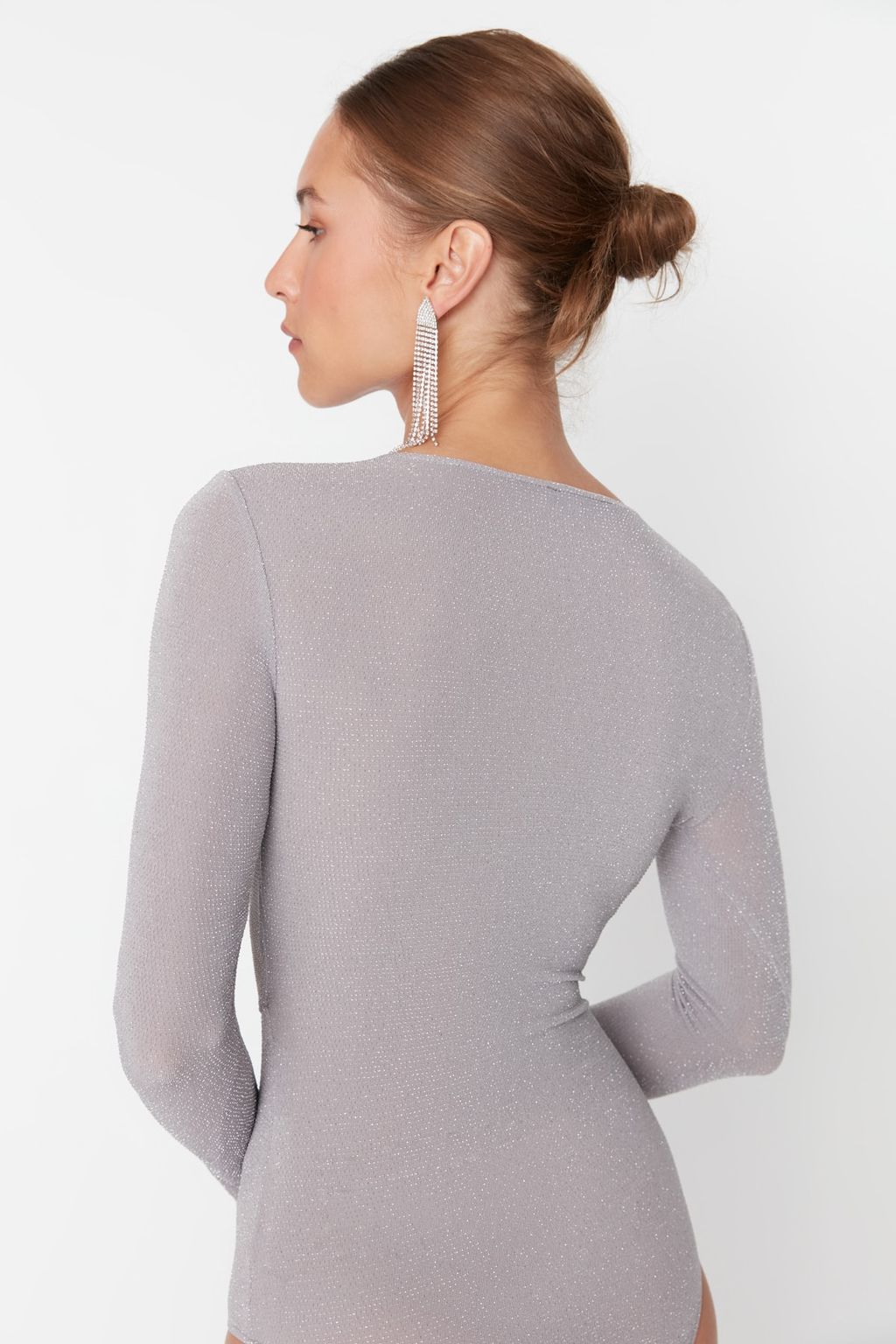 Gri Cut Out/Pencere Detayl? C?tc?tl? Orme Body TPRSS22BD00004 - Trendyolmilla фото 5