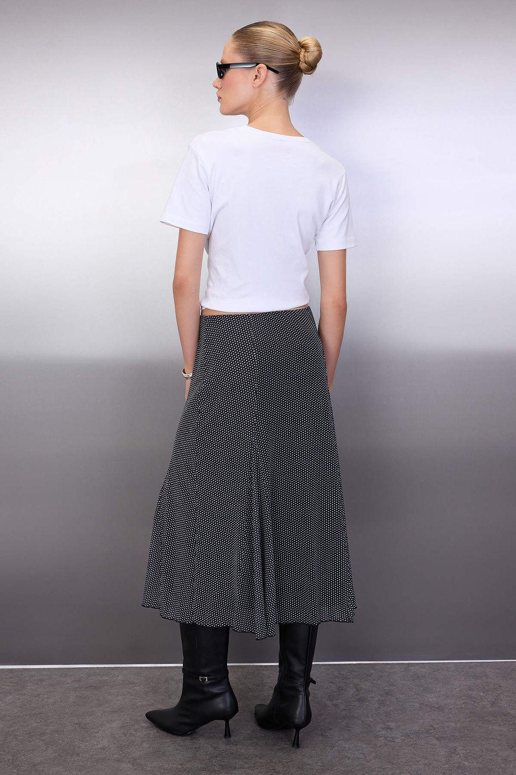 Siyah Puantiyeli Godeli Midi Orme Tul Etek TWOAW26ET00068 - Trendyolmilla фото 6