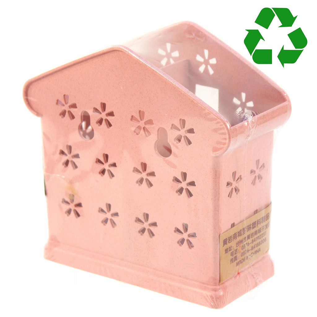 Подставка пластмассовая для туалетных принадлежностей "Эко дом" 6,8х15х14,5см, розовый, настенная/настольная (Китай) Пластик с добавлением пшеничных волокон.