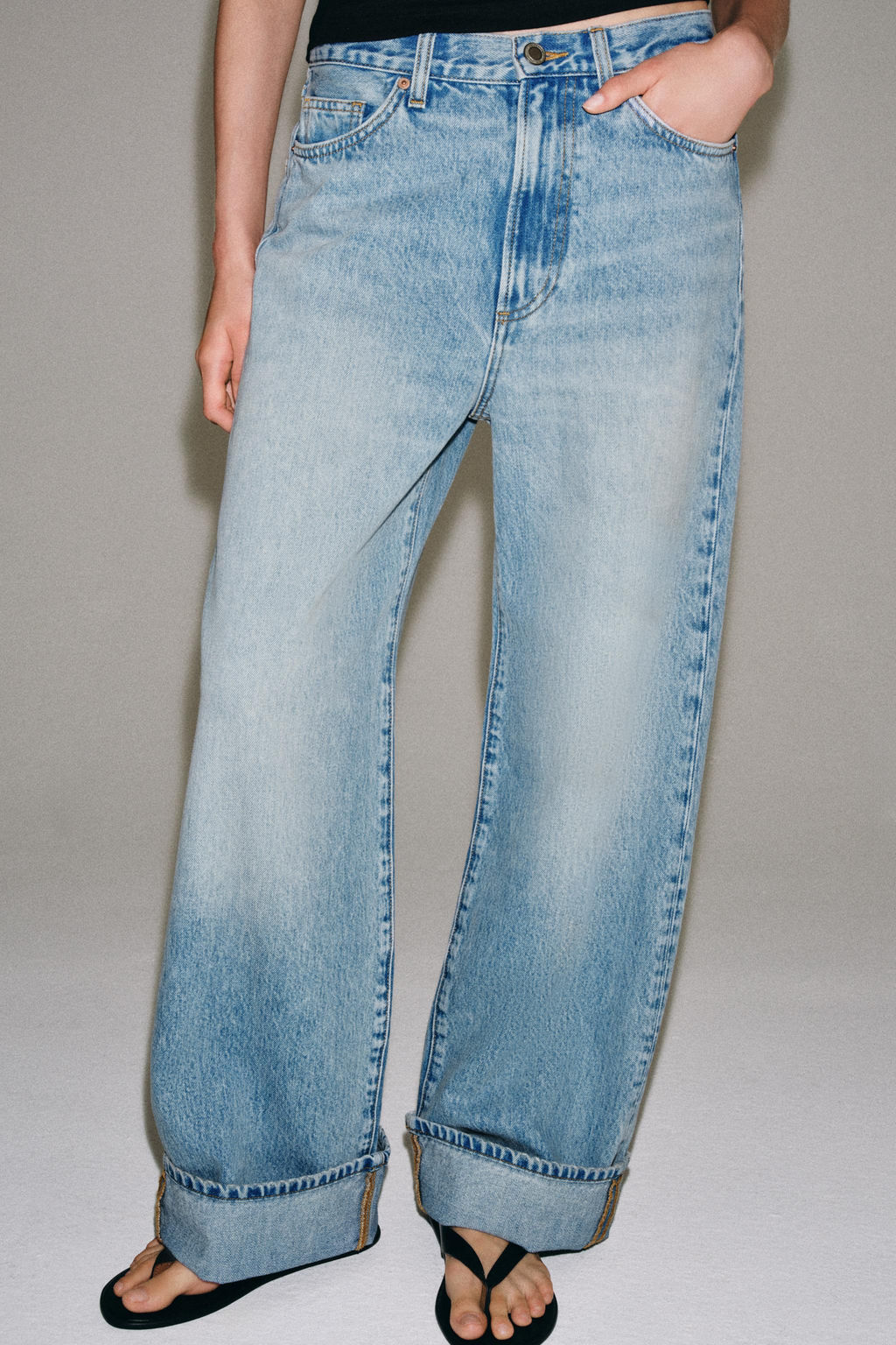 JEANS ZW COLLECTION BAGGY TIRO MEDIO / Azul claro - Zara фото 3