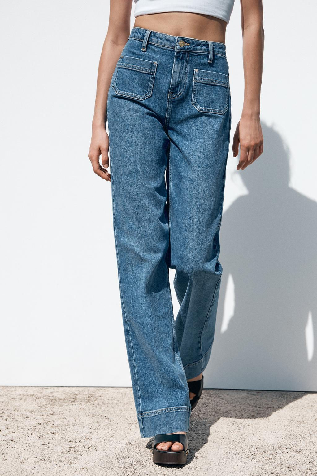 Z1975 HIGH-WAIST JEANS WITH PATCH POCKETS - Zara фото 2