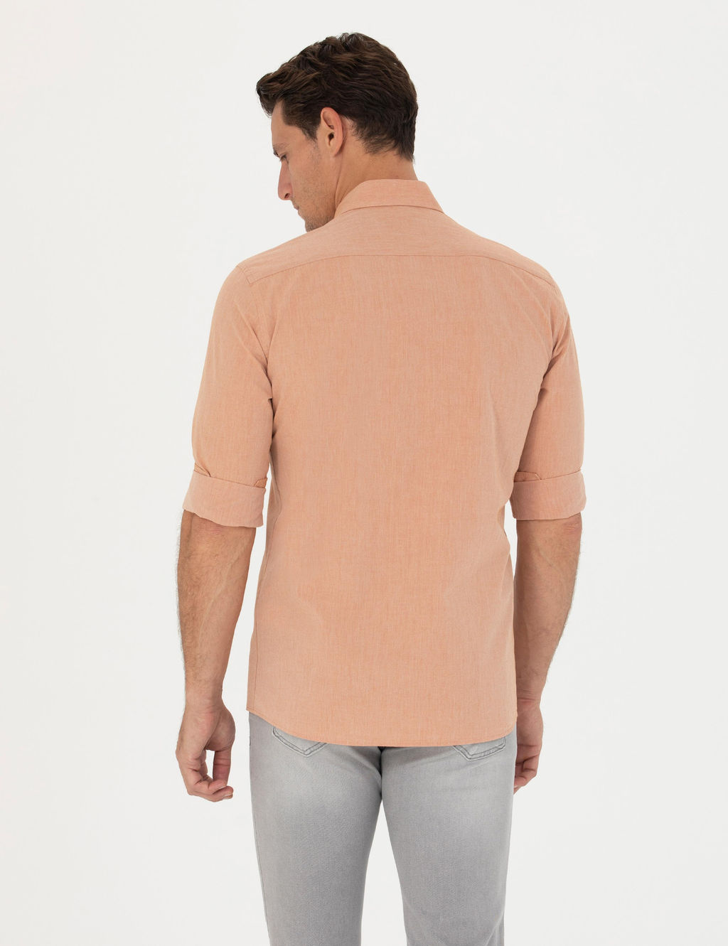 Turuncu Slim Fit Uzun Kollu G_mlek