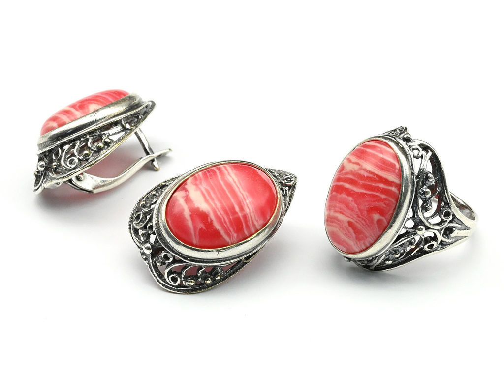 Кольцо Серьги с агатом тонированным, цв.красный размер 17