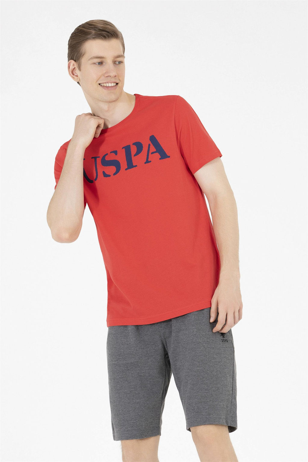 Мужская красная базовая футболка с круглым вырезом - U.s. polo assn фото 8