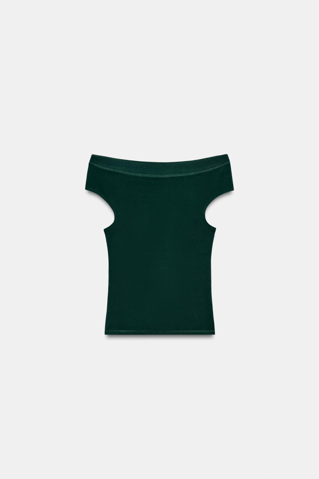 CAMISETA CUELLO BARCO / Verde - Zara фото 6