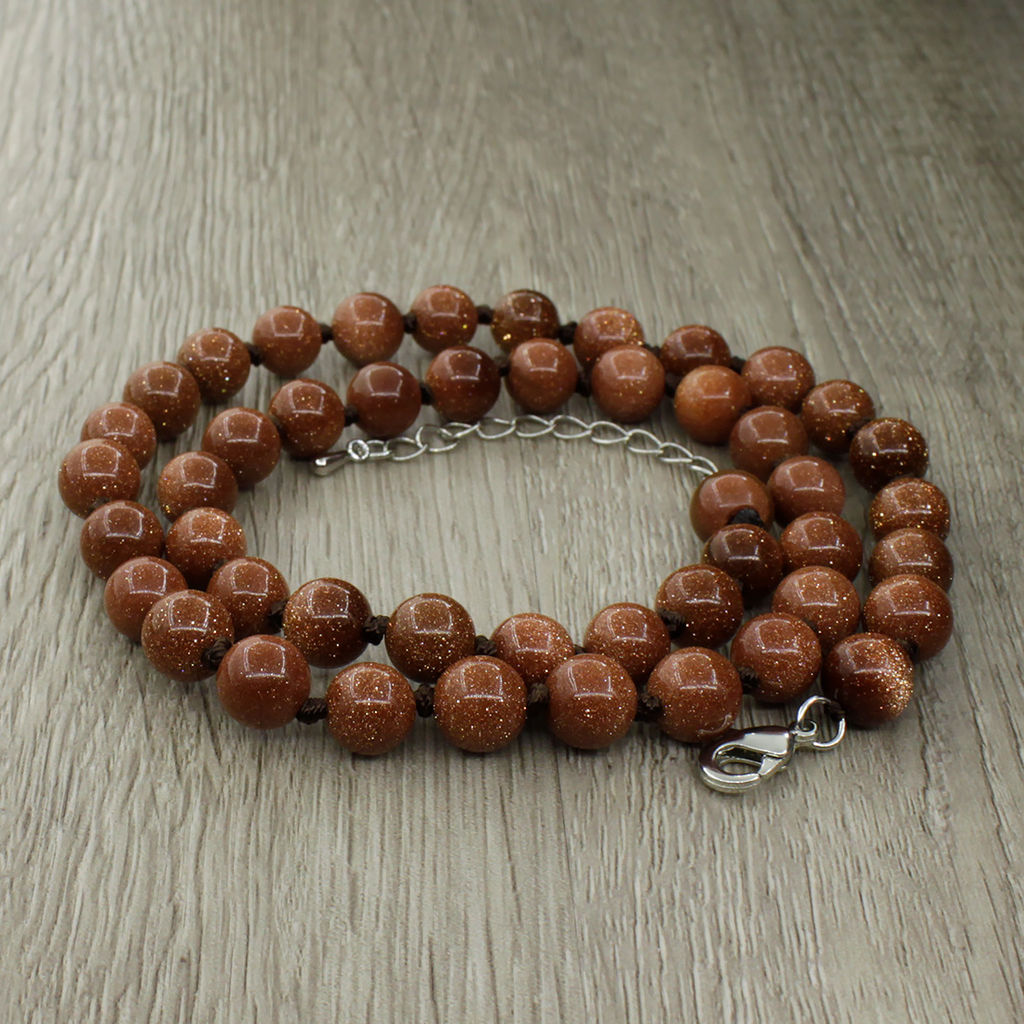 Авантюрин коричневый, круглые 8мм, бусы 45..50см