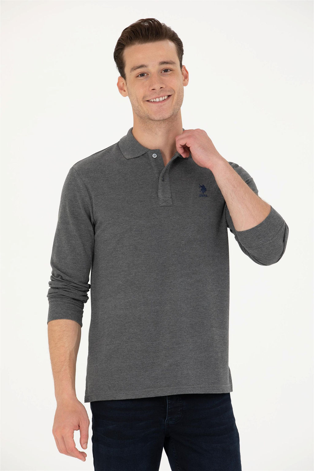 U. S. Polo Assn / Мужской базовый свитшот антрацитовый меланж - U.s. polo assn фото 8