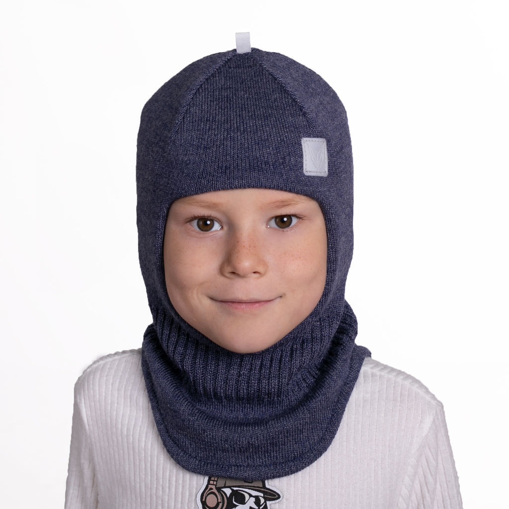 Шапка-шлем двухслойный со светоотражающей петелькой и светоотражающим шевроном Лиса (полушерсть)