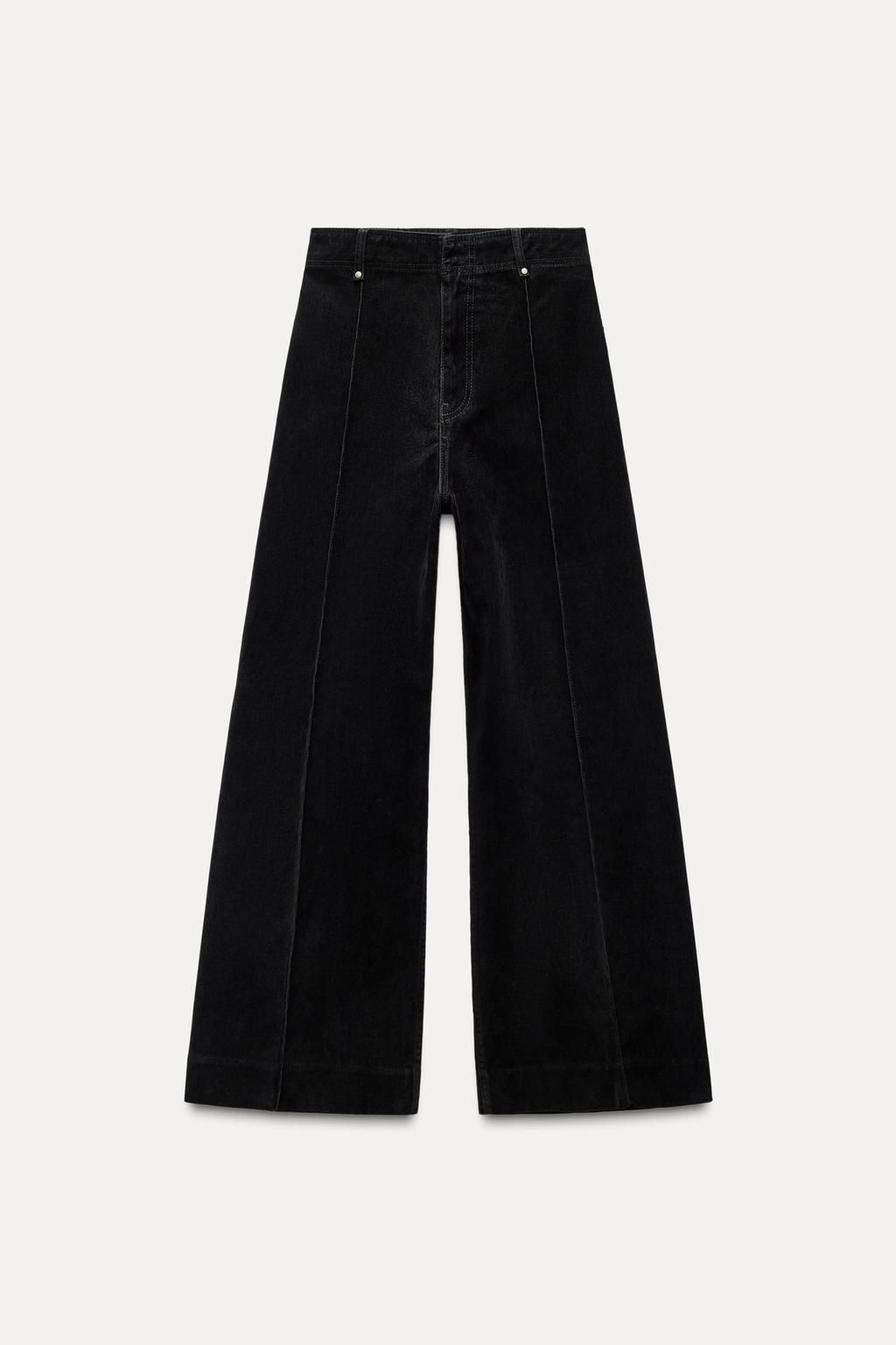 ZW COLLECTION WIDE-LEG HIGH-WAIST FLOCKED JEANS - Zara фото 7