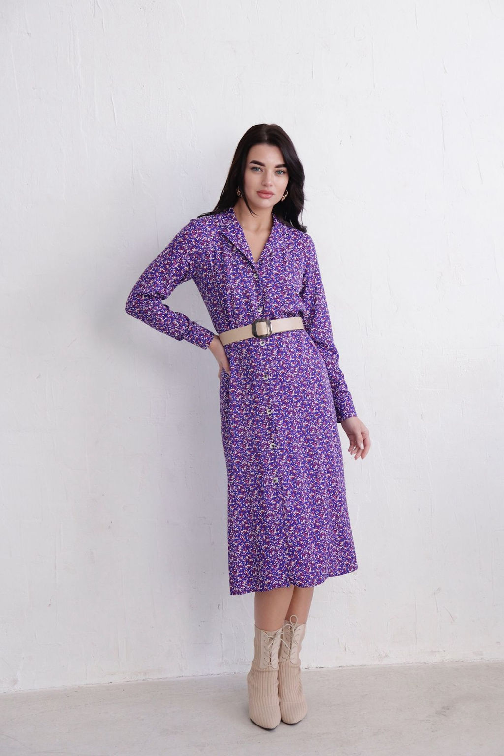 Платье-рубашка с английским воротником принт - Martichelli фото 302