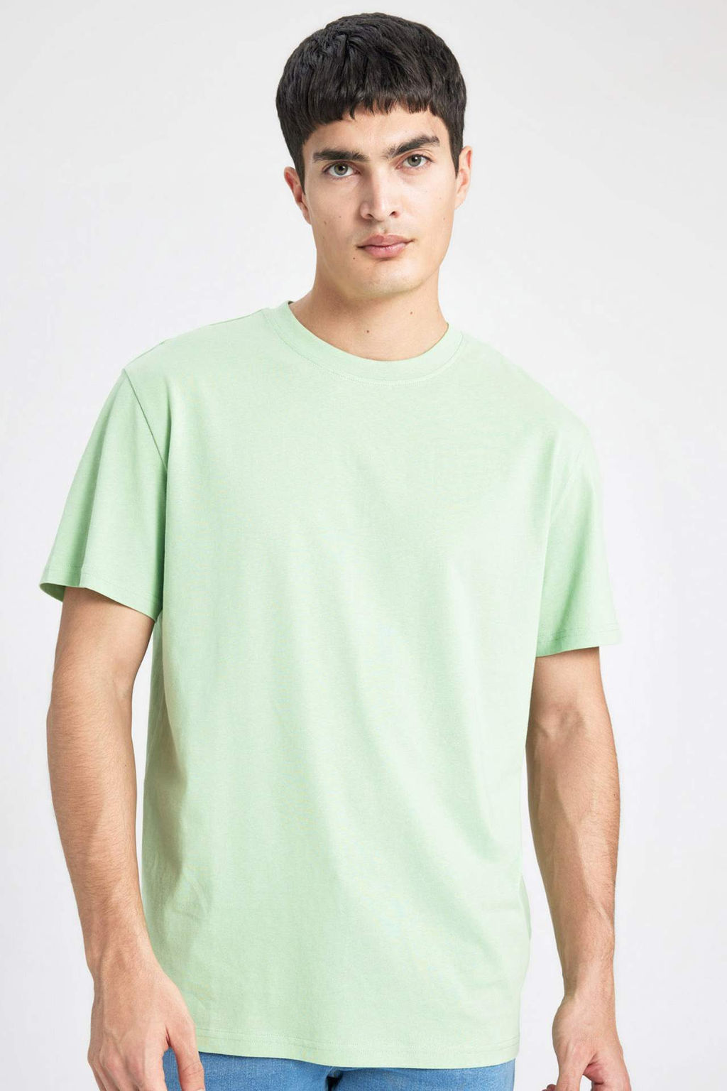 New Regular Fit Bisiklet Yaka Basic Duz K?sa Kollu Tisort - Defacto фото 26