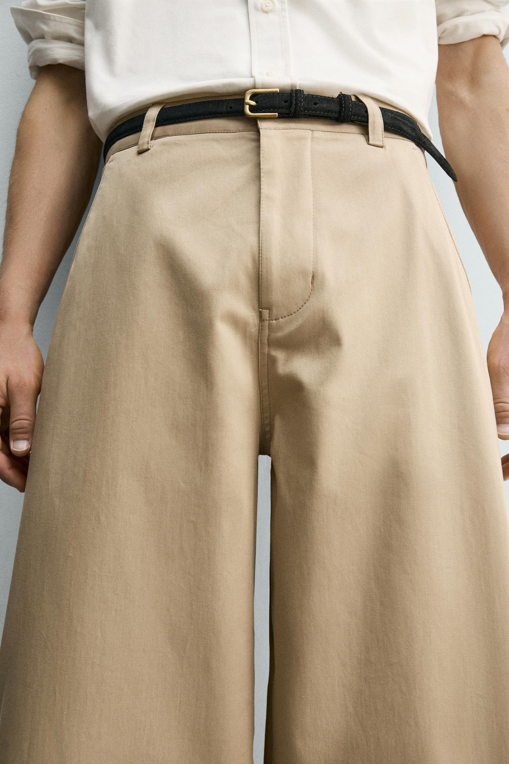 PANTAL?N WIDE FIT CROPPED / Beige - Zara фото 7