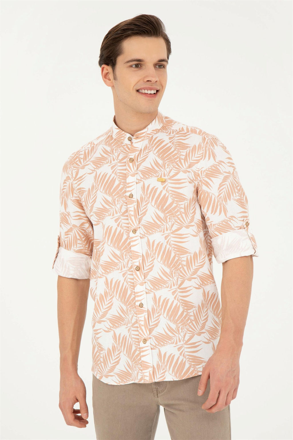 Мужская рубашка светло-коричневого цвета с длинным рукавом - U.s. polo assn фото 3