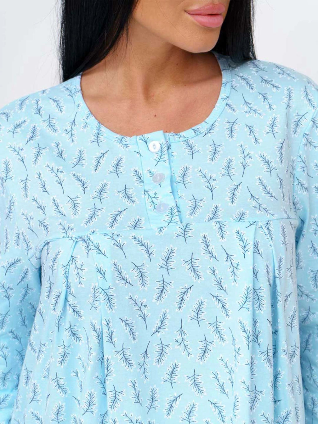 Ночная сорочка женская, цвет голубой белый