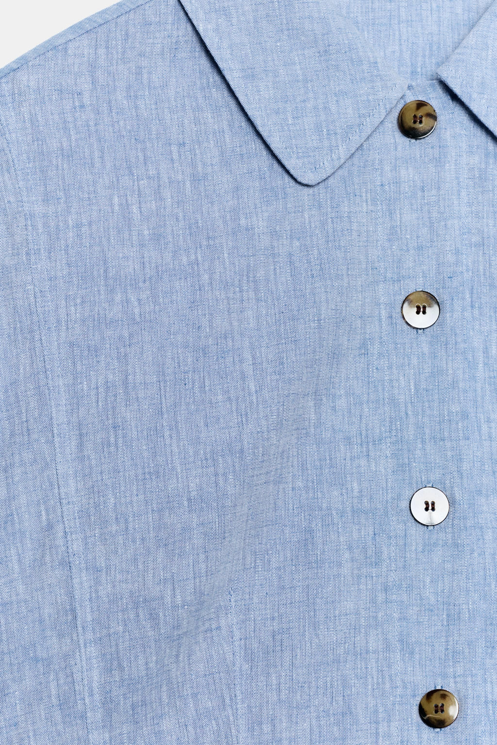 CAMISA MANGA SISA CON LINO / Azul