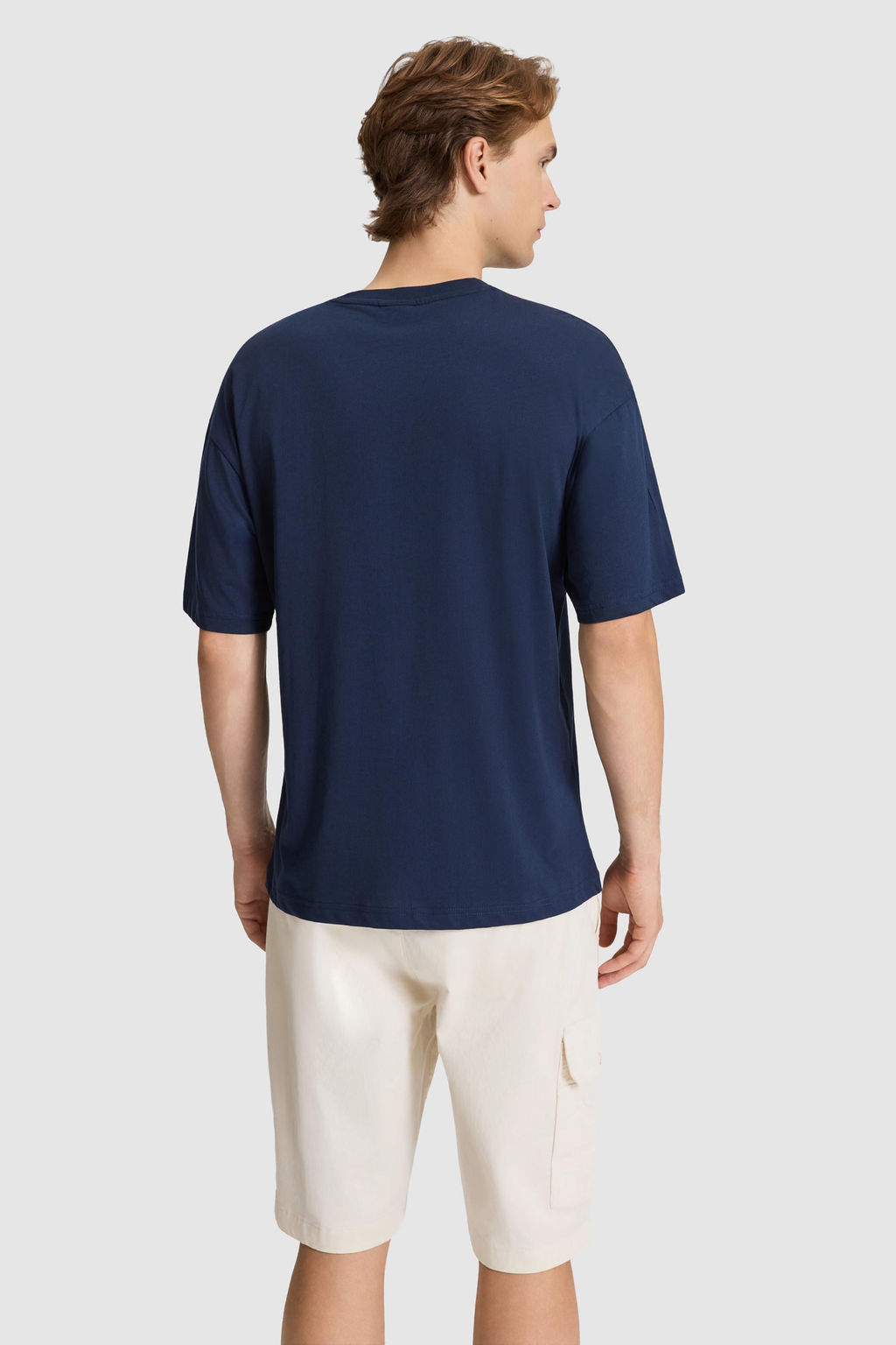 Erkek Lacivert Comfort Fit Bisiklet Yaka Basic Ti__rt