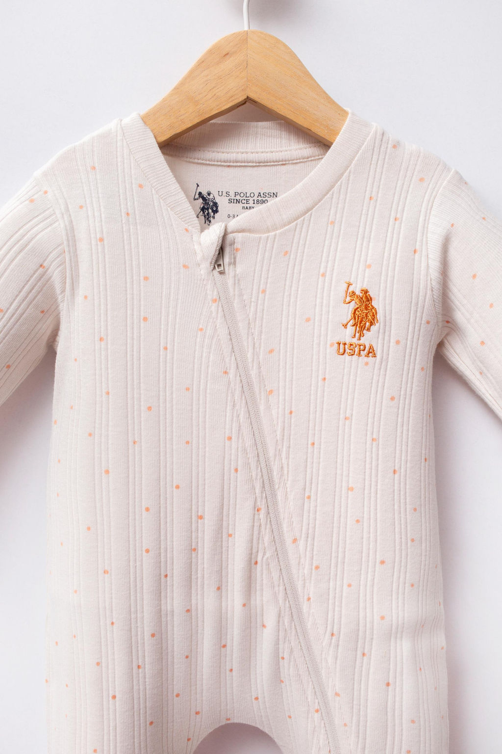 K_z Bebek Ekru Fermuarl_ %100 Pamuk Patikli Tulum - U.s. polo assn фото 2