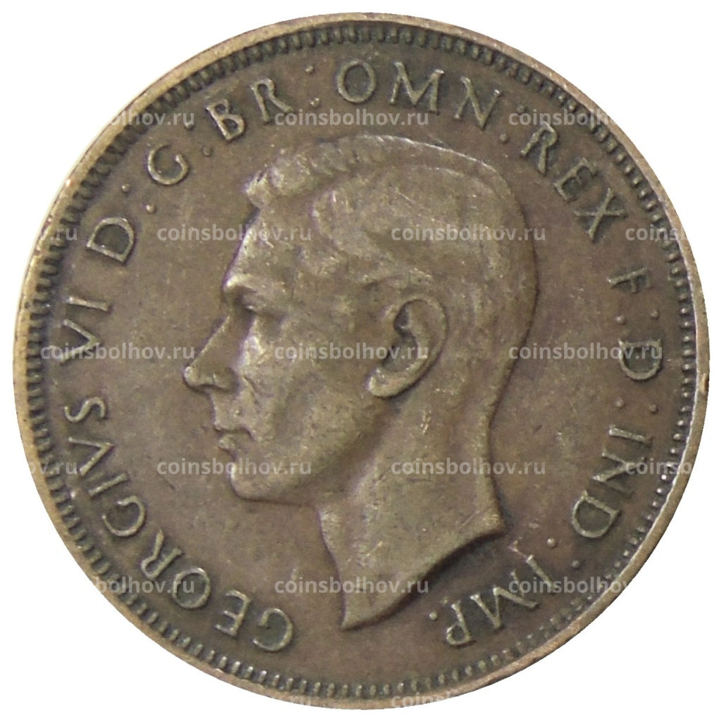 Монета 1/2 пенни 1938 года Австралия