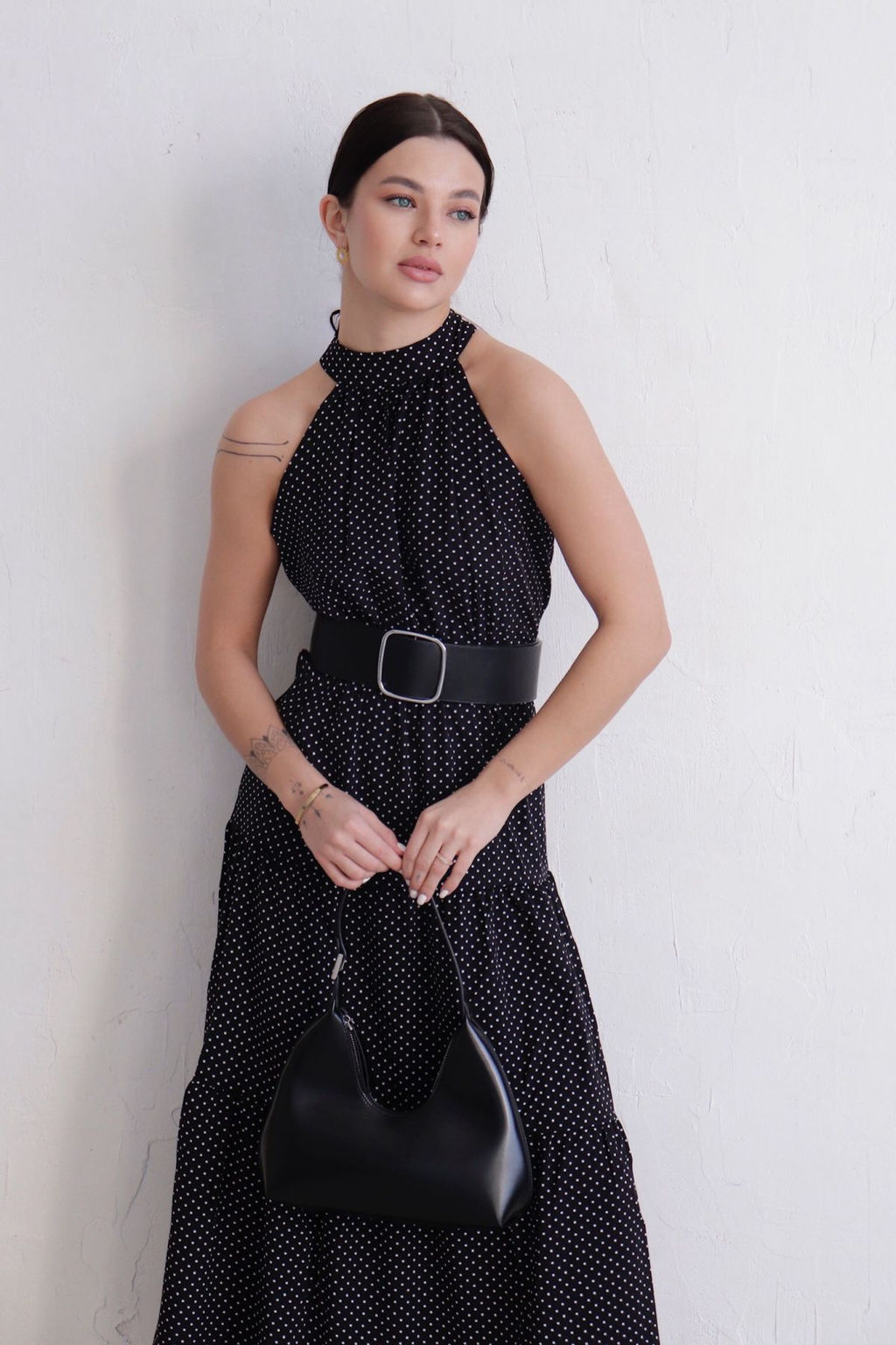 Платье-американка чёрное в горошек - Martichelli фото 6