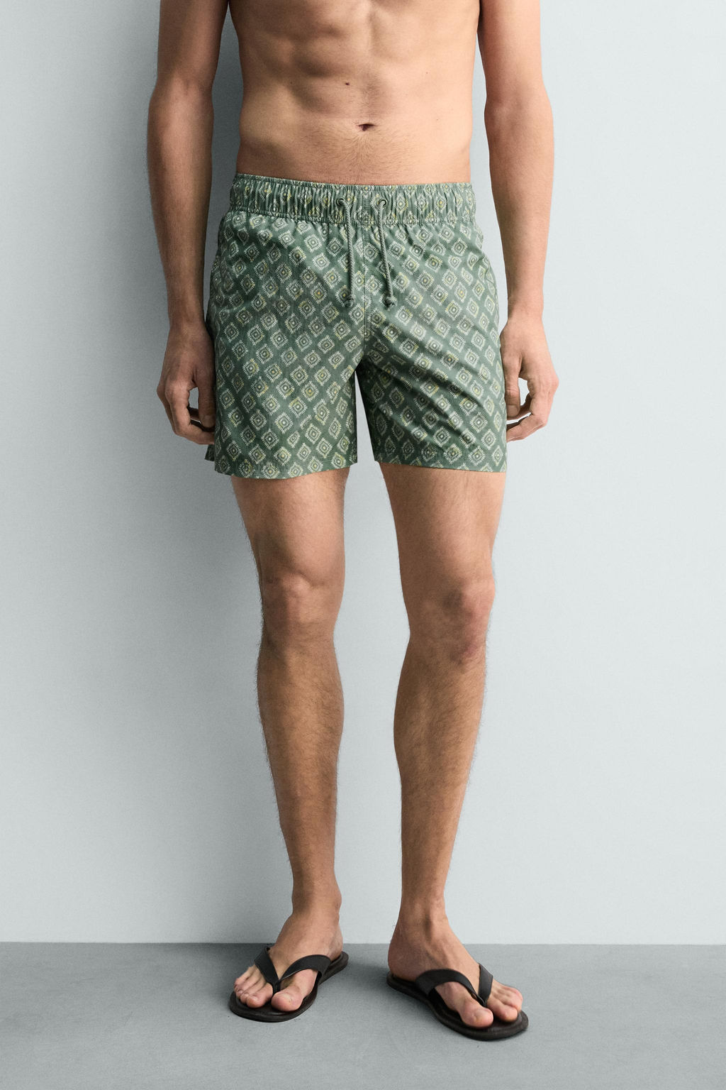 BA?ADOR MEDIO ESTAMPADO GEOM?TRICO LAVADO / Verde - Zara фото 7