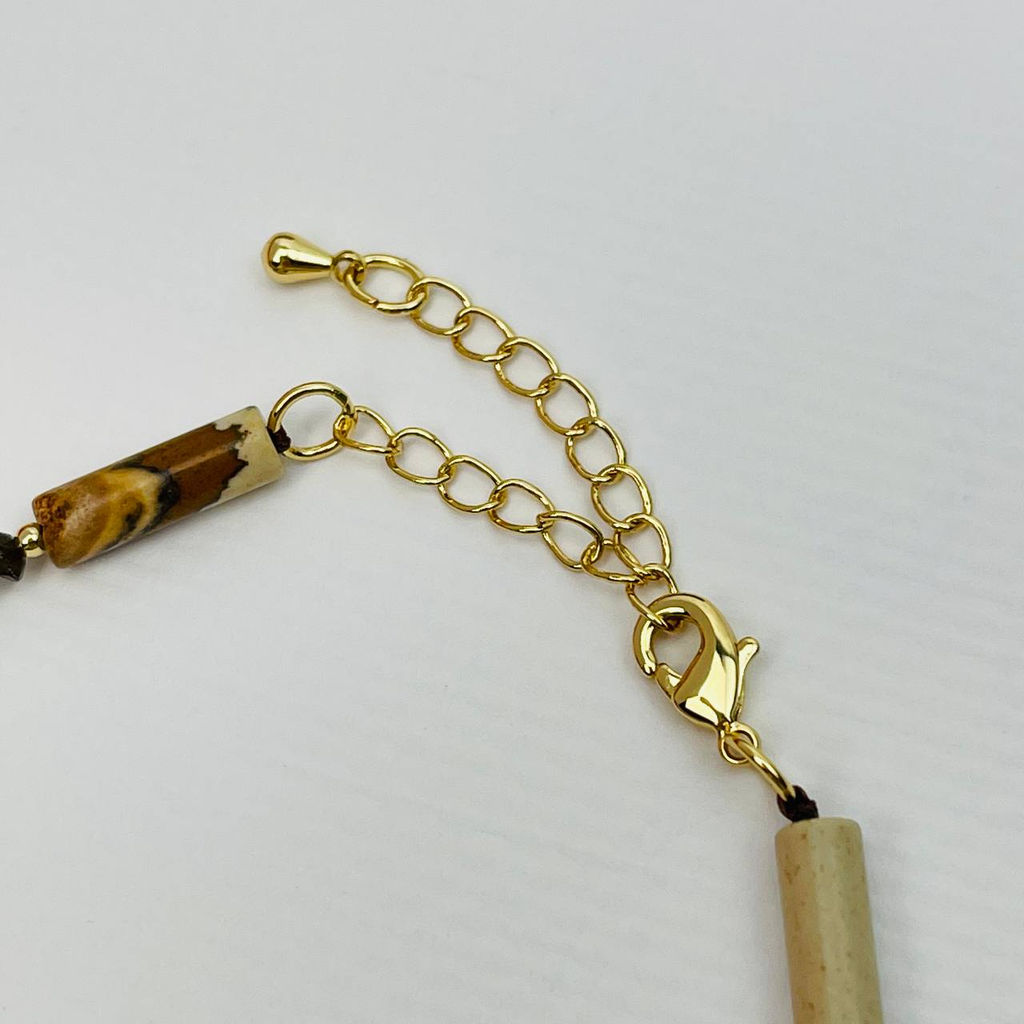 Браслет из песочной Яшмы, Обсидиана и Бирюзы - Радуга самоцветов фото 4