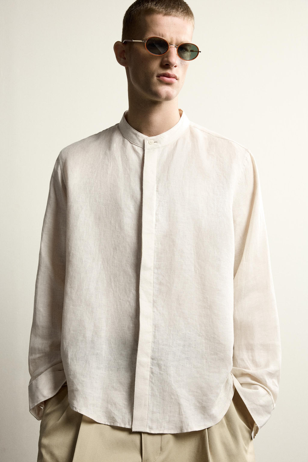 CAMISA RELAXED FIT 100% LINO / Beige claro - Zara фото 5