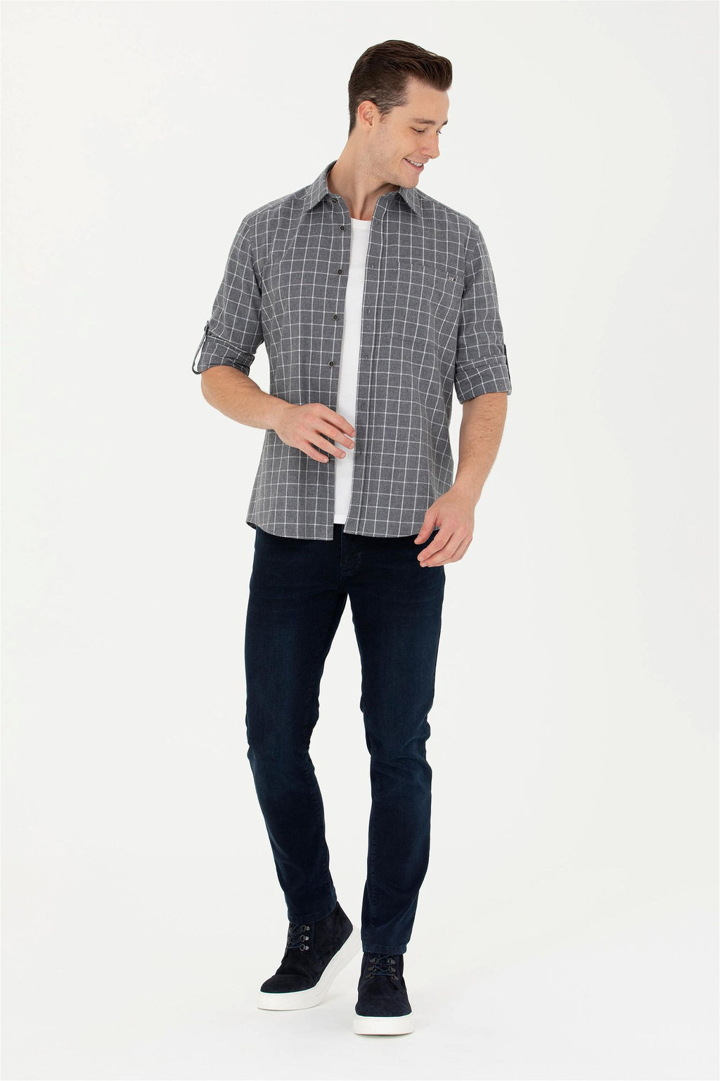 U. S. Polo Assn Мужская серая рубашка с длинным рукавом - U.s. polo assn фото 11