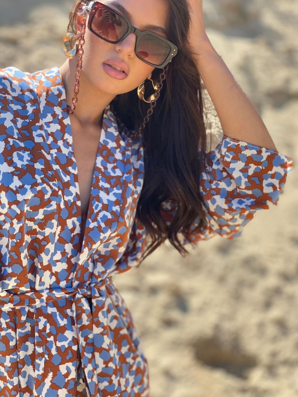 6885 Костюм из кимоно и шорт коричнево-голубой - Martichelli фото 19