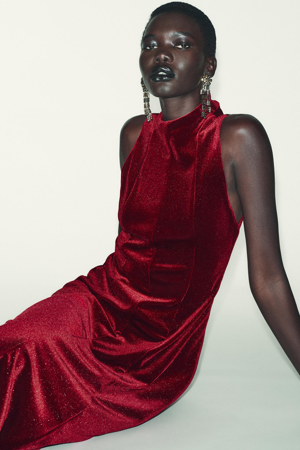 VELVET MIDI DRESS - Zara фото 8