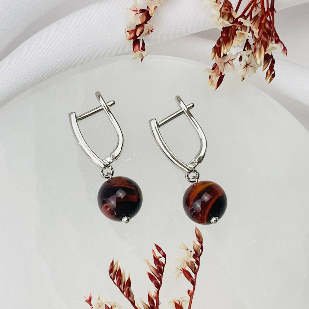 Серьги из Бычьего глаза - Радуга самоцветов фото 2