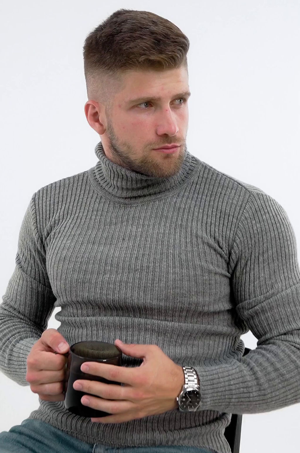 Мужской джемпер с высоким воротом Happy Fox  фото 52