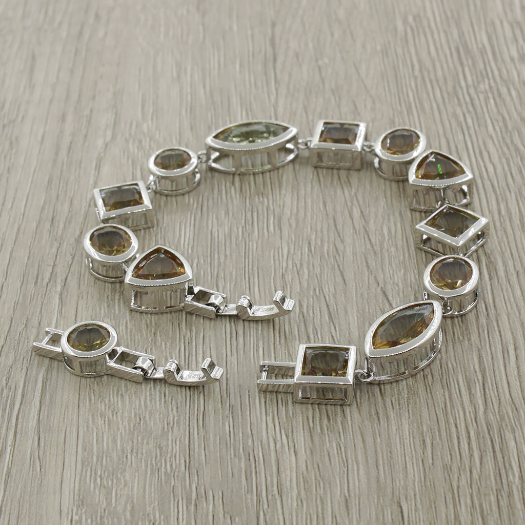 Султанит, браслет Боярд, покрытие родий, длина 18.5см - Agat77 фото 3