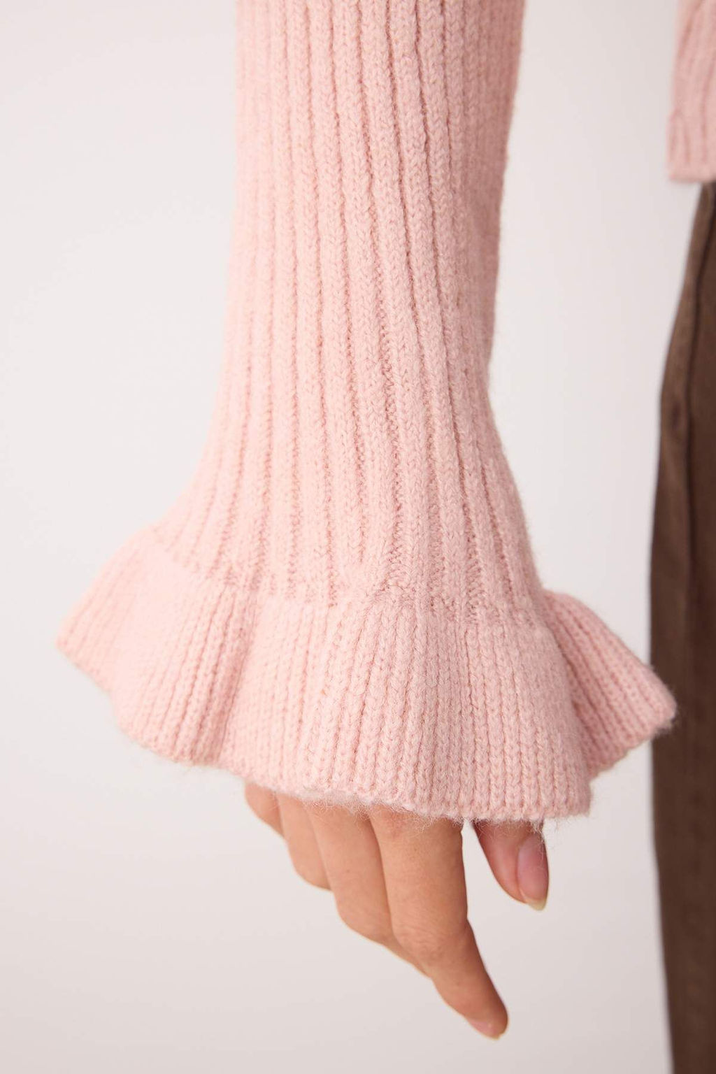 Pudra Yumusak Dokulu Kol Volanl? Triko Kazak TWOAW26KZ00085 - Trendyolmilla фото 3