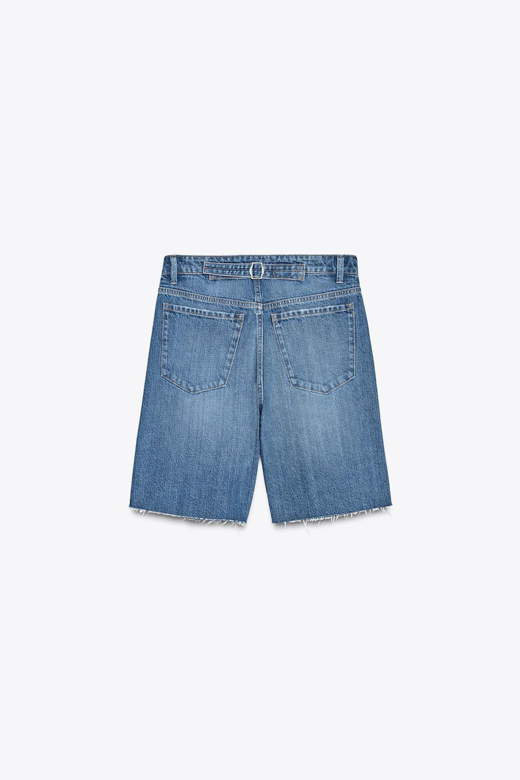 TRF MID-WAIST BELT LOOP DENIM BERMUDA SHORTS - Zara фото 15