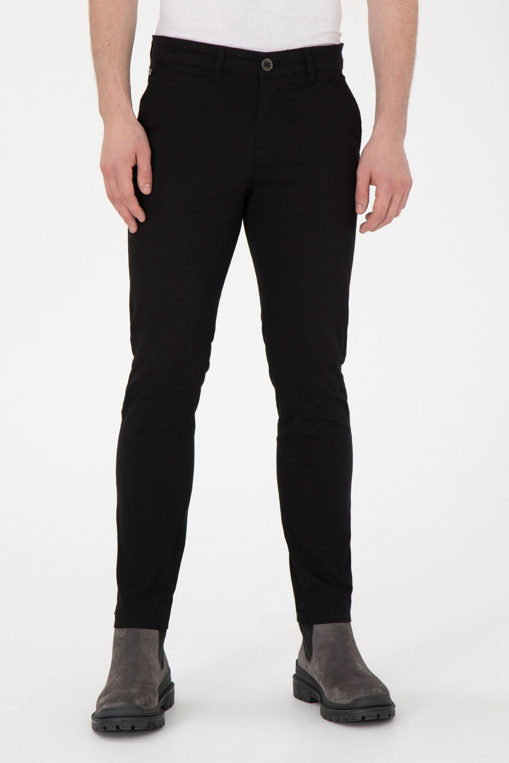 Erkek Slim Fit Siyah Kanvas Pantolon