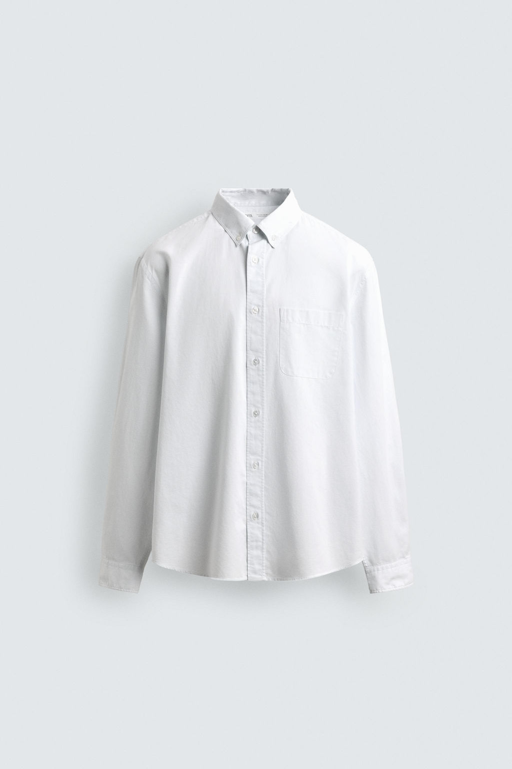 CAMISA ALGOD?N SOFT / Blanco / Celeste - Zara фото 7