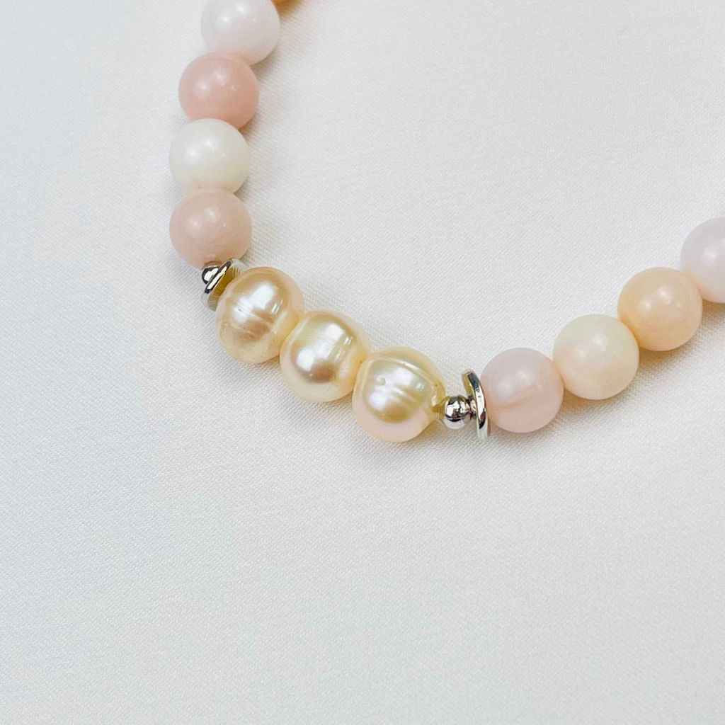 Браслет из Опала и Жемчуга 17 см