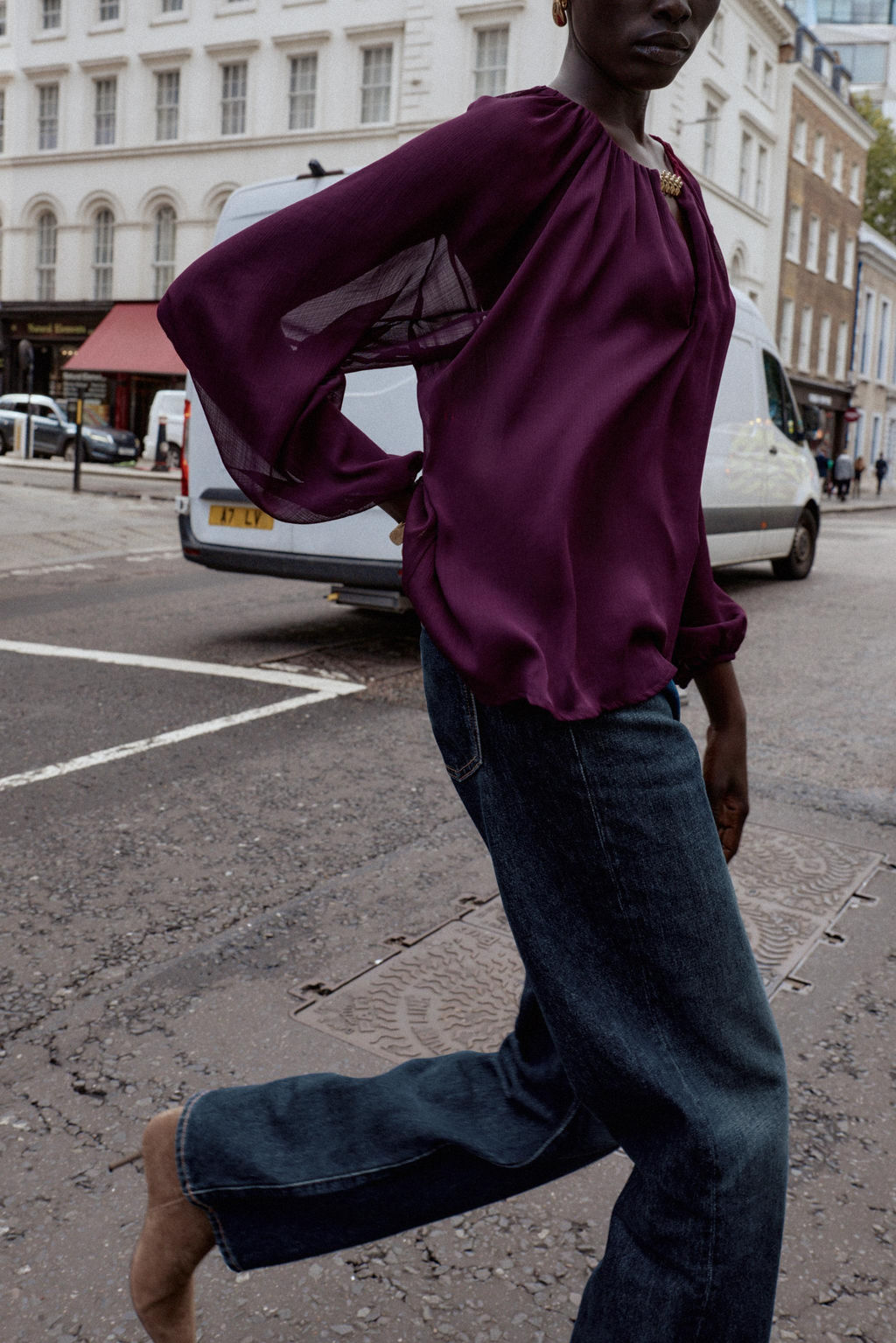 SEMI-SHEER BLOUSE WITH TRIM - Zara фото 3