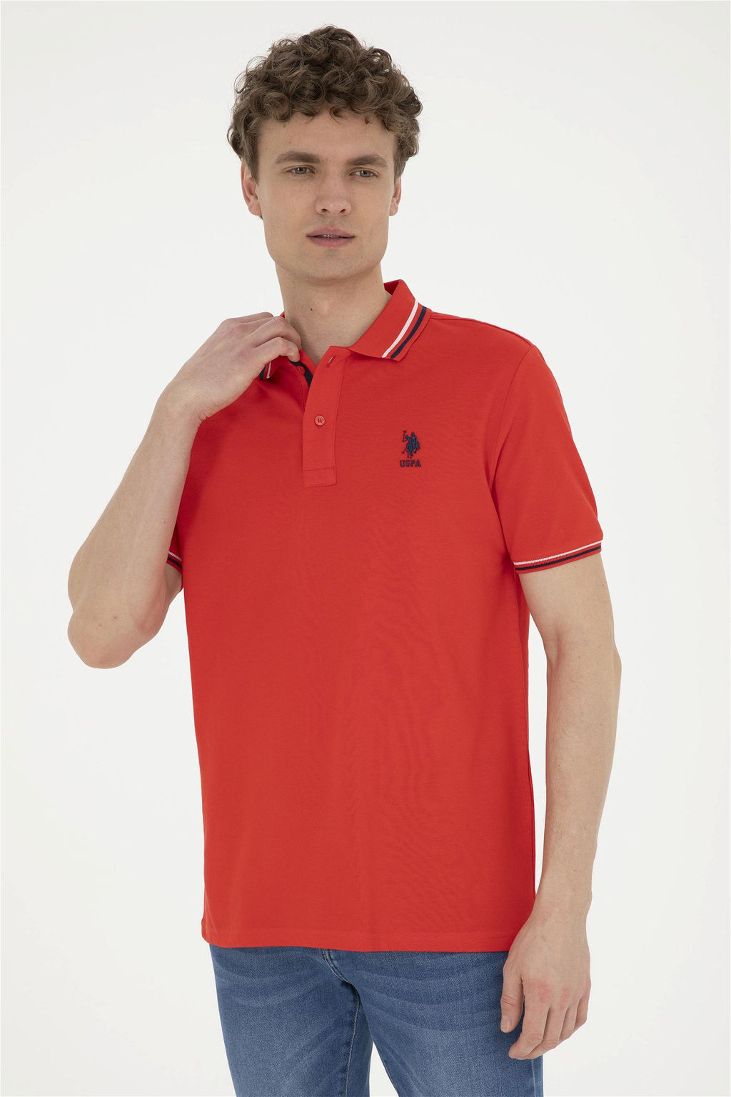Футболка U.S. Polo Assn красная из хлопка  фото 3