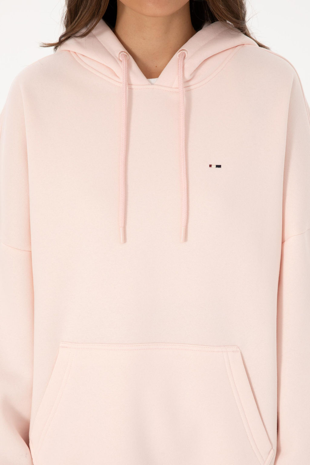 Kad_n A__k Pembe _ardonlu Kap__onlu Sweatsh_rt