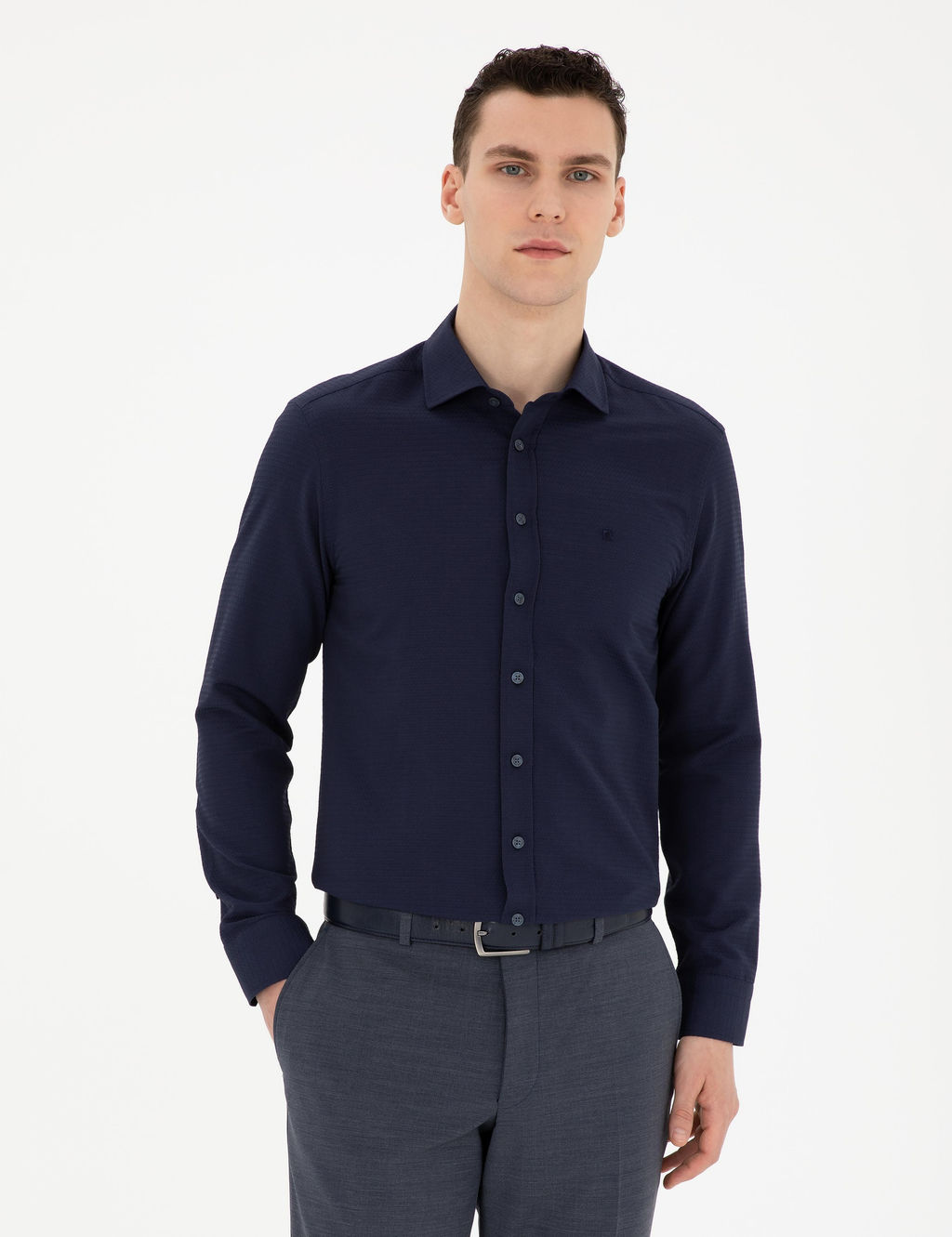Lacivert Slim Fit Arm_rl_ Uzun Kollu G_mlek